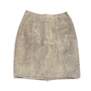 Leather Suede Taupe Pencil Mini Skirt